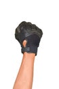 Motorcycle glove and hand signal slow down or stop Royalty Free Stock Photo