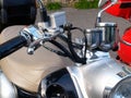 Motorcycle handle bars and dials closeup Royalty Free Stock Photo