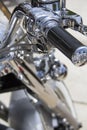 Motorcycle handle bars and throttle with lots of chrome
