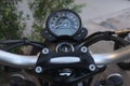 motorcycle handlebar controls including speedometer Royalty Free Stock Photo