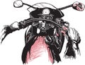 Motorcycle handlebars. An hand drawn vector, freehand drawing. Royalty Free Stock Photo