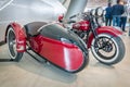 Motorcycle Harley-Davidson WLA 45 Gespann, 1944 with sidecar Simard Rocketman, 1934 Royalty Free Stock Photo