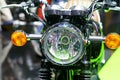 Motorcycle headlight Close up. Detail of a motorcycle headlight Royalty Free Stock Photo