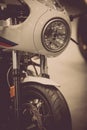 Motorcycle headlight and front wheel Royalty Free Stock Photo