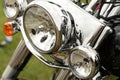 motorcycle headlights chromed handmade Royalty Free Stock Photo