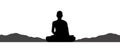 Black silhouette of the Buddha sitting on the mountain. Royalty Free Stock Photo