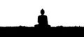 Black silhouette of the Buddha sitting on the mountain. Royalty Free Stock Photo