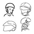 Motorcycle helmet hand drawn outline doodle icon. Motorbike protection and speed, safety equipment concept. Vector Royalty Free Stock Photo
