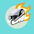 Motorcycle helmet with hot rod flames flat design Royalty Free Stock Photo