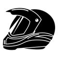 Motorcycle helmet racing icon, simple black style