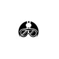 Motorcycle helmet. Helmet with sport glasses icon isolated, minimal design