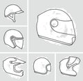 Motorcycle helmets vector set