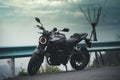 Motorcycle Honda CB 400f on the road. Moto trip