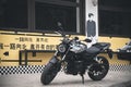 Motorcycle Honda CB 400f on the road. Moto trip