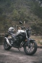 Motorcycle Honda CB 400f on the road. Moto trip