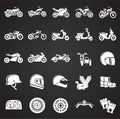 Motorcycle icons set on black background for graphic and web design, Modern simple vector sign. Internet concept. Trendy symbol