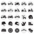 Motorcycle icons set on circles background for graphic and web design, Modern simple vector sign. Internet concept. Trendy symbol