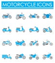 Motorcycle icons set on white background