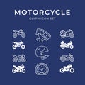 Motorcycle Icon Set engine material inside