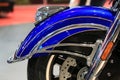 Motorcycle Indian Roadmaster Elite 2018 blue and black. Front fender close-up
