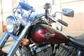 Motorcycle Kawasaki VN400C Vulcan 400 Classic with an action camera and custom shield. Close-up Royalty Free Stock Photo