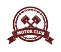 Motorcycle label badge vector. Black icon and moto club illustration