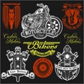 Motorcycle label t-shirt design with illustration of custom chopper