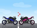 Motorcycle for man and girl