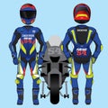 Motorcycle moto racing uniform design set mock up vector