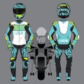 Motorcycle moto racing uniform design set mock up vector