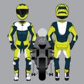 Motorcycle moto racing uniform design set mock up vector