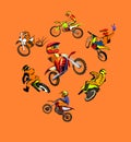 Motorcycle motocross set Royalty Free Stock Photo