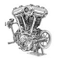 Motorcycle motor hand drawn sketch Transport Vector illustration