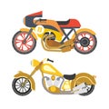 Motorcycle motorbike flat vector icons set