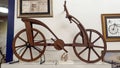 Motorcycle museum, Tiradentes, Brazil: replica of one of the first bicycles invented in the world