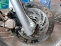 Motorcycle old rusted disc brakes