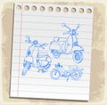Motorcycle on paper note, vector illustration Royalty Free Stock Photo