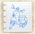 Motorcycle on paper note, vector illustration Royalty Free Stock Photo