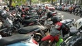 Motorcycle parking in Bungkul park, Surabaya, East Java, Indonesia