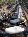 Motorcycle Parking Lot. Mandalay, Myanmar (Burma) Royalty Free Stock Photo