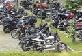 Motorcycle parking lot in road traffic