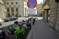 Motorcycle parking lot in road traffic