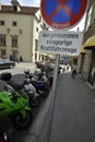 Motorcycle parking lot in road traffic