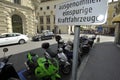 Motorcycle parking lot in road traffic