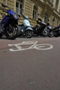 Motorcycle parking lot in road traffic