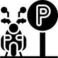 Motorcycle parking sign icon, Parking lot related vector