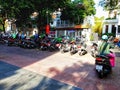 Motorcycle parking on the streets of HCMC Vietnam