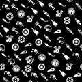 BW Icons - Motorcycle Parts seamless pattern.