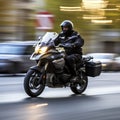 motorcycle passes by with blurred background