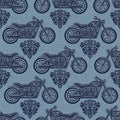 Motorcycle Pattern with Damask Background Royalty Free Stock Photo